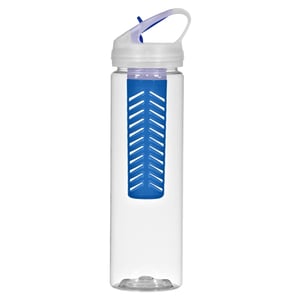 clear water bottle with blue infusion chamber