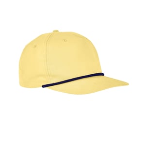 yellow hat with navy rope across bill - Big Accessories Golf Cap 