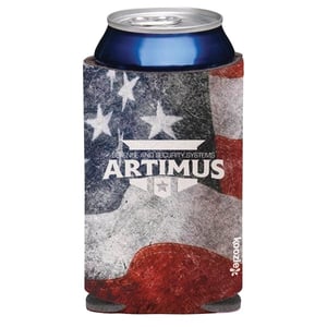 Koozie® britePix® U.S. flag stylized can cooler sleeve with logo